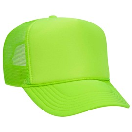 Otto Caps Neon 5 Panel High Crown Mesh Back Trucker Hat Polyester Foam Front