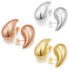 ASCOMY Gold Hoop Earrings for Women, Chunky Teardrop Earrings Set Earring Dupes 14K Gold/Silver/Rose Gold Plated Hypoallergenic Waterdrop Earrings Minimalist Jewelry Gift for Women