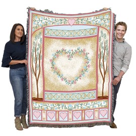 Pure Country Weavers Love Quilt 2 Blanket - Wedding Gift Tapestry Throw Woven from Cotton - Made in The USA (72x54)