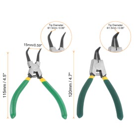 HARFINGTON 2pcs Snap Ring Plier Set 7" Internal & External Circlip Pliers with Bent Jaw Tip for Ring Remove Retaining Pliers, Green, Dark Green, Yellow