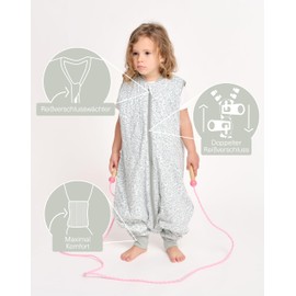 molis&co - Baby Sleeping Bag with Feet - Ideal for Spring and Autumn - Baby Sleeping Bag with Feet, 1 tog, Lightly Padded, 100% Cotton (Oeko-Tex 100), Premium Quality - INES II (80 cm)