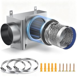 Magnetic Dryer Vent, 90 Degree Magnetic Dryer Vent Strong Magnet Dryer Vent Connector Kit Airtight Seal Adapter Quick Connect Disconnect Easy to Clean Foil Hose 4" Exhaust Duct with Clamps Screws
