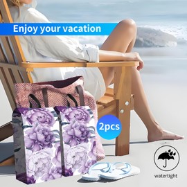 DtuiQSDRV 2pcs Shoe Organizer for Travel, Packing Shoe Travel Bags, Cute Shoe Bag with Zipper & Handle, Portable Travel Essentials for Women and Men Purple Floral