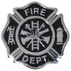Firefighter Maltese Cross Shaped Metal Auto Emblem (Black & Chrome)