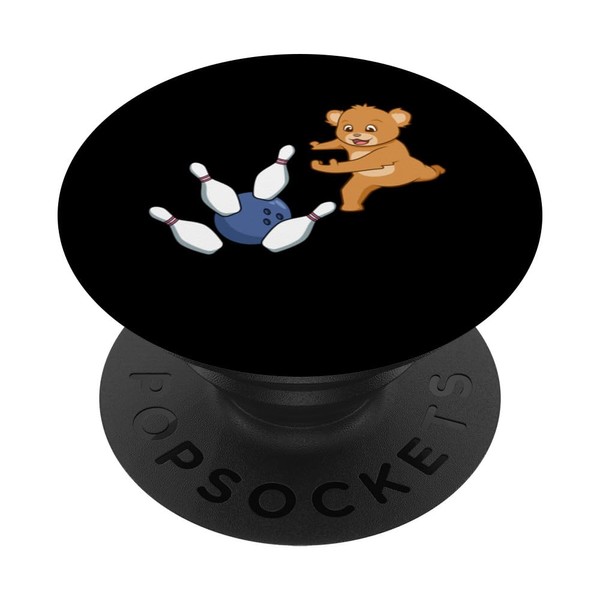 Bowlingbär mit Kegel und Kugel PopSockets Klebender PopGrip
