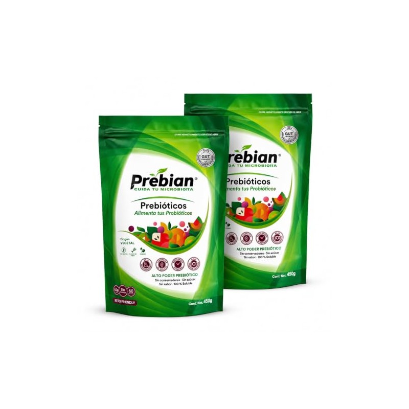Prebian Probióticos y Prebióticos en Polvo Soluble Sin Sabor, 2