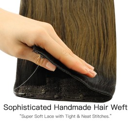 hotbanana Wire Hair Extensions, 12 inch 70g Dark Brown to Chestnut Brown Fish Line Hair Extensions Real Human Hair Straight Invisible Remy Hair Human Extension