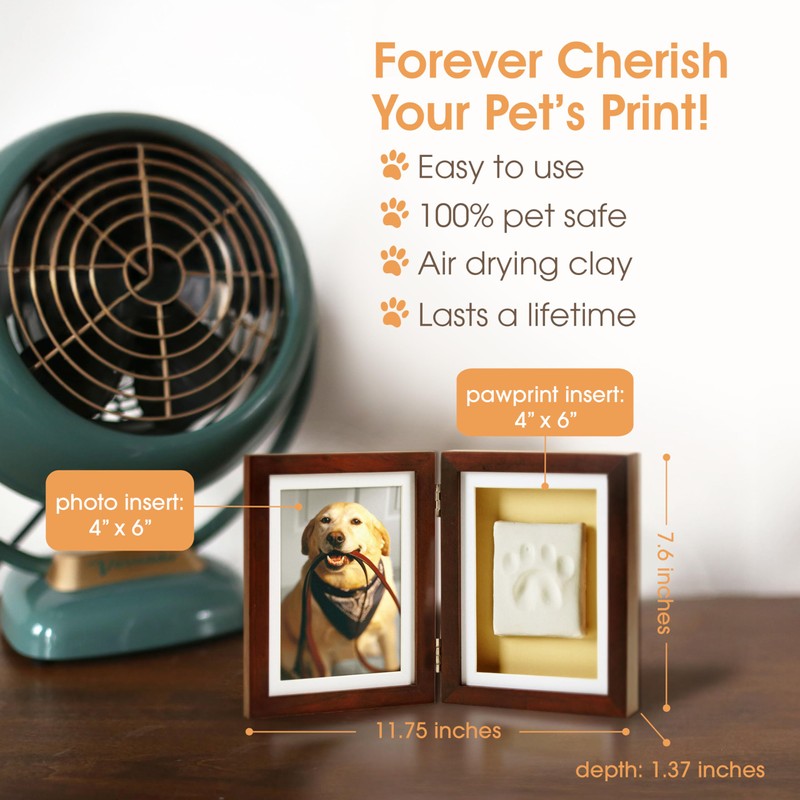 Pearhead Pet Paw Print Photo Frame With Clay Imprint Kit