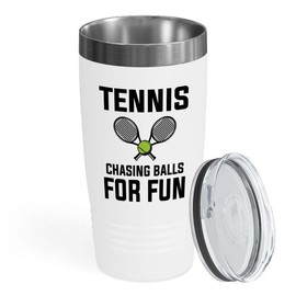 Bubble Hugs Tennis White Edition Viking Tumbler 20oz - chasing balls for fun - Coach Smash Tennis Trinket Racket Racquetball Racquet Baseline