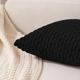 Ci & Ci Set of 4 Boho Decorative Cushion Covers, 40 x 40 cm, Black, Sofa Cushion, Decorative Cushion, Fluffy Cushion Covers for Sofa, Couch