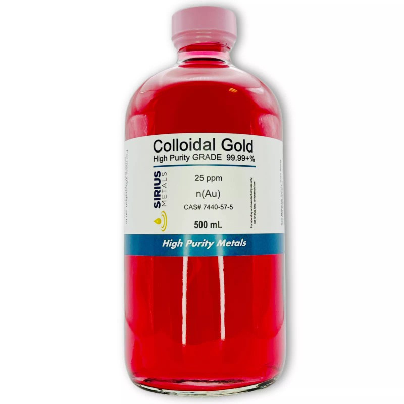 Sirius Metals True Colloidal Gold Nanoparticles (AuNPs): 25ppm - 500mL