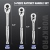 WORKPRO 3-Piece Ratchet Set, Quick Release Reversible, 72-Tooth, 1/4", 3/8",