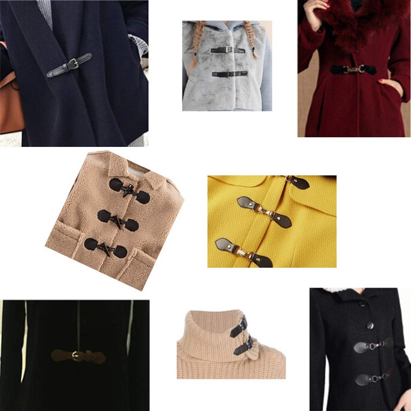 Cherjoury 6 Pairs Leather Horn Toggle Closure Buttons Coat for
