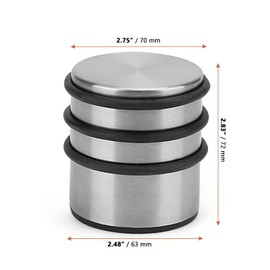 LEXININ 2.7 x 2.8 Inch No Drill Movable Round Floor Door Stopper, Stainless Steel Door Stop with Protective Rubber for Home, Office, Garage