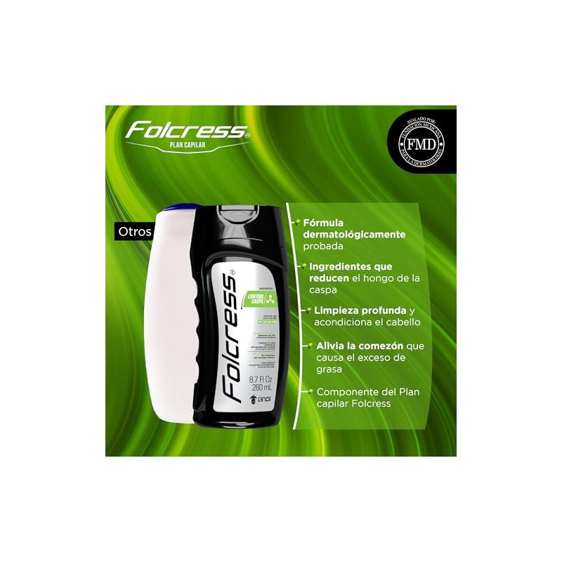 Folcress Shampoo Control Caspa con Piritionato de Zinc Grisi para