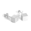 Brushed Matt Sterling Silver 4mm Cube Stud Earrings