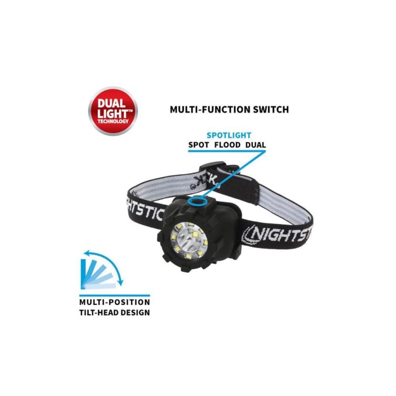 Nightstick NSP-4606B Dual-Light Headlamp- 3 AAA - Black