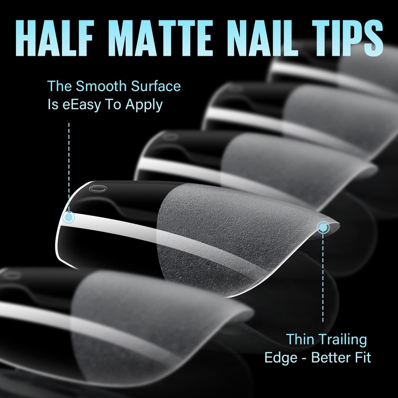 TOMICCA Coffin False Nail Tips, 360 Pieces, Ultra Short Ballerina