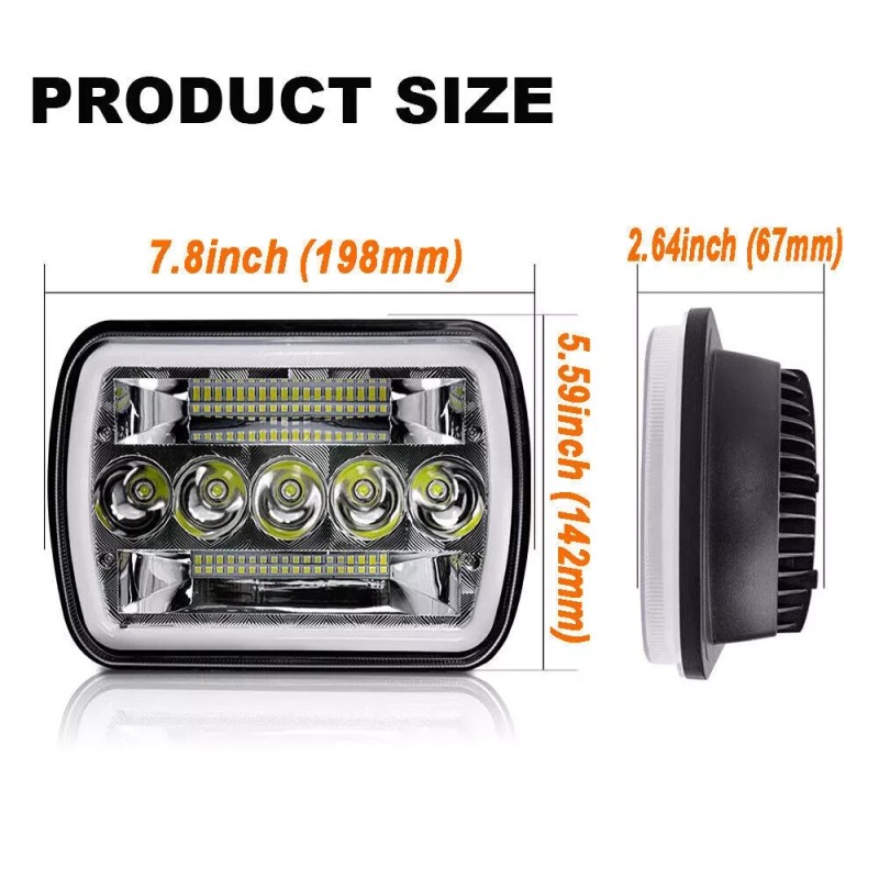 Bricologht Fit Chevy Kodiak C4500 C5500 2003-2009 5x7''7X6'' LED HEADLIGHT