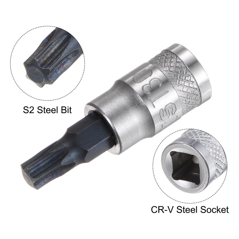 HARFINGTON Torx Bit Socket T30 Solid Star 1/4" Drive 1.46"