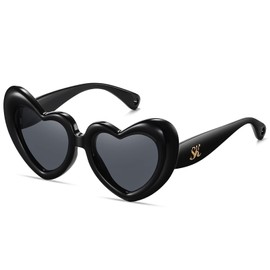 SHEEN KELLY Inflated Heart Shaped Sunglasses for Women Men Vintage Love Trendy Retro Thick Frame Party Y2K Fashion Glasses, 1