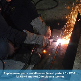 200PCS PT-31 Plasma Cutter Tips fits CUT-45 CUT-50 CT-312 MIG205MP, Plasma Cutter Consumables with Plasma Cutter Torch PT-31 JG-40 LG-40