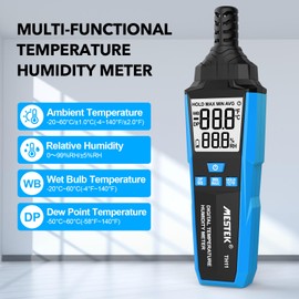 Hygrometer Thermometer MESTEK Digital Thermo-Hygrometer Indoor Outdoor for Measuring Ambient Temperature/Humidity, Dew Point Temp and Wet Globe Temp for Greenhouse, Meteorology