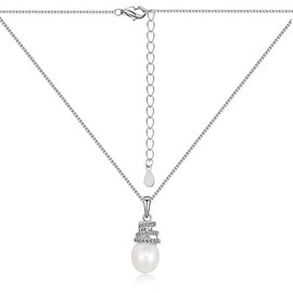 Damen Modeschmuck Spirale Perle Anhänger 925 Sterling Silber Halskette 5A weiße Stein Perle Anhänger Halskette 40-45 cm lang Geeignet für jeden Ort