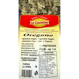 La Cosentina Calabrian Oregano from Italy 1.4 oz. (40g) Dried Oregano Bunch, Leaves, Sprigs - Italian Herbs Seasoning - Crushed, Ground, Flakes, Powder and Seasoning - Origano
