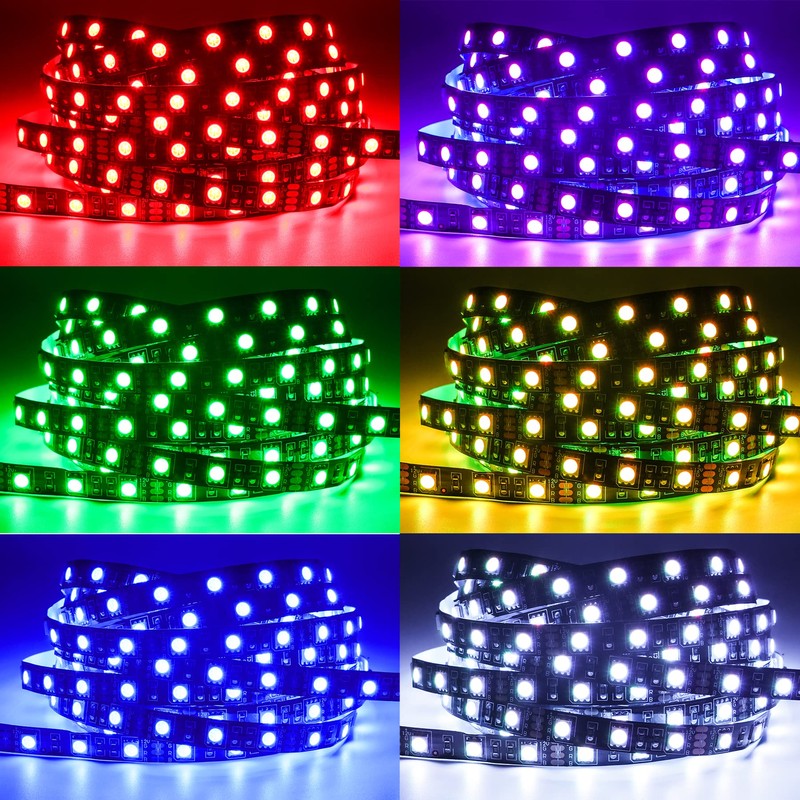 Tesfish 5M RGB LED Strip Light 12V Black PCB Board