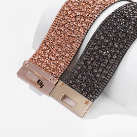 Bohemian Leather Bangle Bracelet Wide Edge Wrap Bracelet for Women Rhinestone Leather Bracelet with Clasp