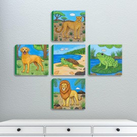 ArtPops Coloring Boxes – Pop-Up Pre-Printed Coloring Box Set – DIY Wall Art Kit for Kids – Eco-Friendly, Easy to Hang, No Frame Needed – 5-Pack, Animal Kingdom