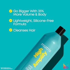 Matrix Total Results Champú Volumizing High Ampliify | Elevación instantánea y volumen duradero | Sin silicona | Para cabello fino | 33.8 onzas líquid