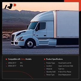 A-Premium Hood Release Latch Set Compatible with Volvo Truck VN VNL 2004-2017, 4PCS Front Upper & Lower Hood Latches, Driver and Passenger Side Hood Latch Set, Replace# 20498998, 20565619, 8074938