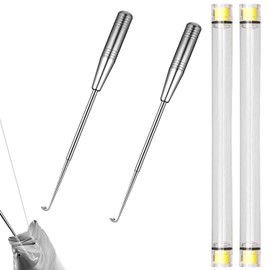 2 PCS Fish Hook Remover, Fishing Hook Quick Removal Device Security Extractor Stainless Steel Fish Hook Disconnect Device with Storage Tube for Saltwater Freshwater(Grey)