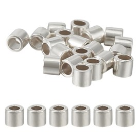 DELORIGIN 60Pcs 925 Sterling Silver Crimp Round Tube Beads Jewelry Making Crimp Round Tubes Beads Seamless Spacer S925 Silver Loose Crimping Beads for DIY Necklace Bracelet Earring Craft Accessories