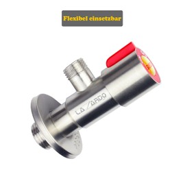 Set of 2 Angle Valve Stainless Steel Red Blue Outlet: 3/8 Inch and Wall Connection 1/2 Inch