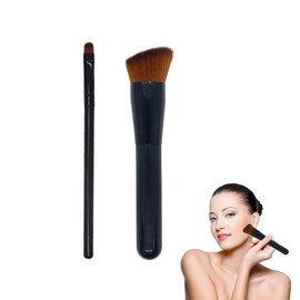 KMYZQDV 2Pcs Foundation and Concealer Brush Set Makeup Brushes for Flat Top Synthetic Tools for Contour and Foundation Blending Face Brush