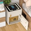 QHRAY Smart Nightstand with Drawer and Safe,Nightstand with Wireless Charging,