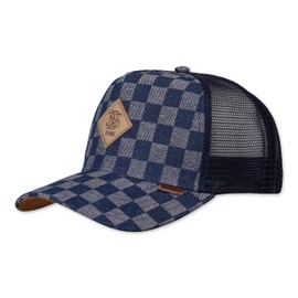 Djinns - Denim Check Trucker Cap Mesh Cap Hat Cap Hat Caps, blue