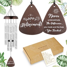 Fabuday Retirement Gift for Woman Men - 32'' Retirement Wind Chimes, Happy Retirement Gifts Ideas for Coworker Boss Retired Teacher Nurse Doctor Friend, Going away Gifts Windchimes Outdoors Decoration