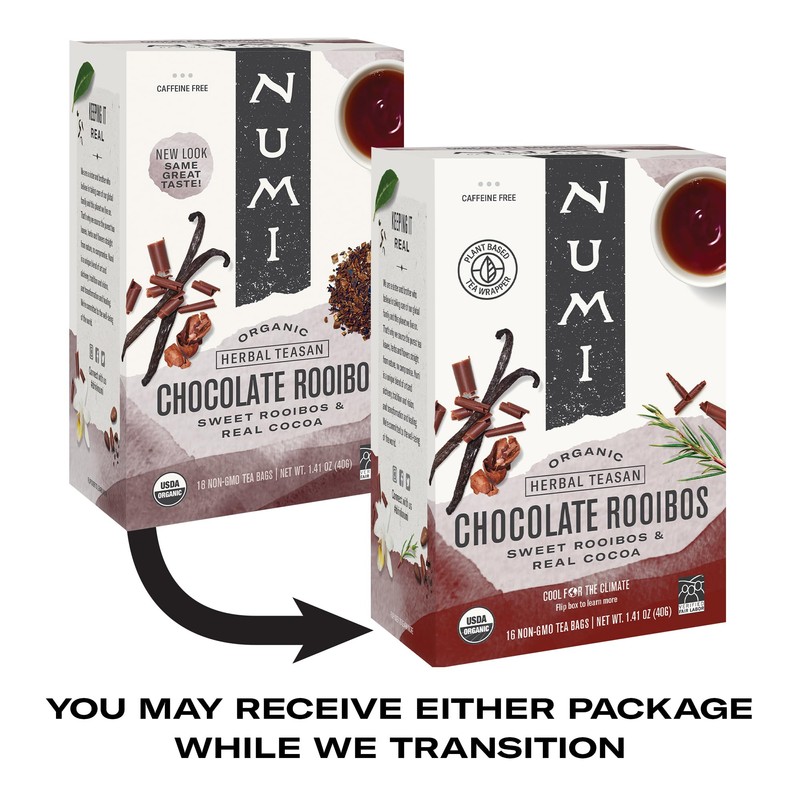 Numi Organic Chocolate Rooibos Tea, 16 Tea Bags (Pack of