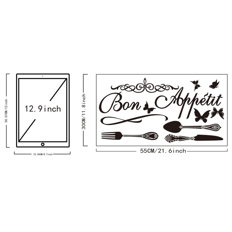 SUPERDANT Wall Sticker with Kitchen Theme Bon Appetit French Vinyl