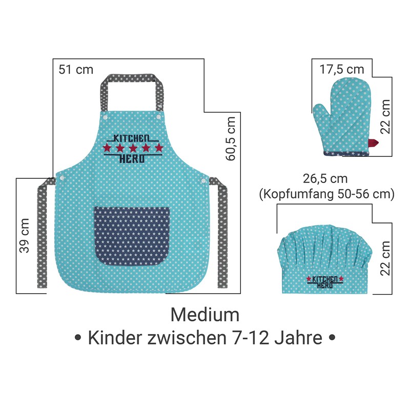 Emily´s Check Chef's Hat + Kitchen Apron + Oven Glove