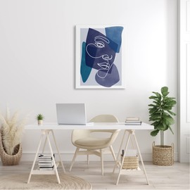 Stupell Industries Bold Blue Purple Shapes Face Line Doodle Motif, Design by Birch&Ink, 30 x 40