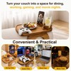 Couch Armrest Table,3-in-1 Clip On Acacia Wood Sofa Armrest Tray