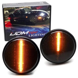 iJDMTOY JDM/EU Spec Smoked Lens Amber Full LED Sequential Blink Fender Turn Signal Lights w/Wiring Pigtails Compatible with 1989-15 Mazda MX-5 Miata (Direct Fit for JDM/EU, Require Mods for USMD)