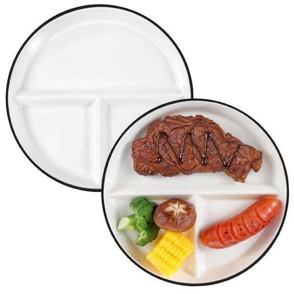 mekueeex Ceramic Divided Plates Set of 2Pcs, 8 Inch Portion
