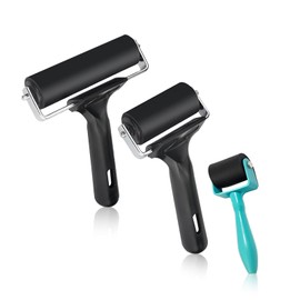 Rubber Brayer Roller, 3 Pcs Rubber Rollers, Brayer Roller for Crafts Soft Drum Paint Brush Ink Applicator for Crafts Printmaking Block Printing Stamping Ink Applicator(10cm 6cm 3.5cm)