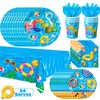 Summer Pool Party Decorations Tableware Set for 24 Guests, Pool